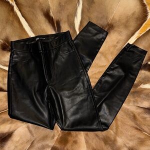 Zara Black Vegan Leather Trousers